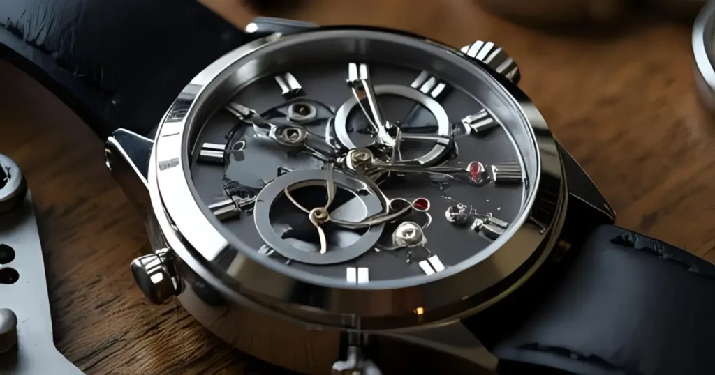 Geneva Swiss watchmaking luxury timepiece with visible complications and elegant design